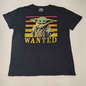 Baby Yoda Grogu Wanted Star Wars Men's Medium T-Shirt Black